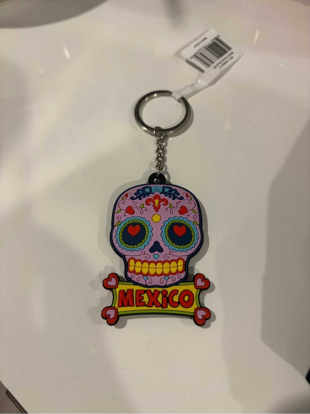 Mexico Day of the Dead Skull Keychain - Pink Sugar Skull